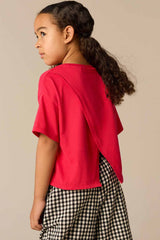 Red 100% Cotton Sequin Heart Print T-Shirt