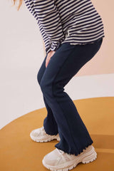 Navy Rib Flare Leggings