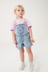 Mid Blue Denim Rainbow Dungarees & T Shirt Set NEXT UK