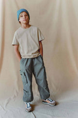 Petrol Blue Lined Parachute Cargo Trousers