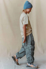Petrol Blue Lined Parachute Cargo Trousers
