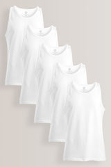 White 100% Cotton Layering Vests 5 Pack
