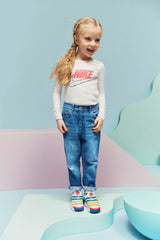 Bright Blue Embroidered Mom Jeans NEXT UK