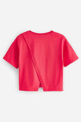 Red 100% Cotton Sequin Heart Print T-Shirt