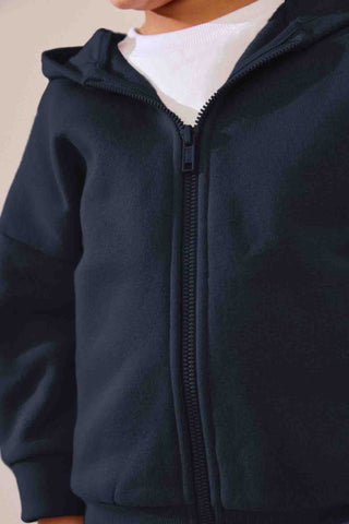 Navy Blue Zip Through Hoodie