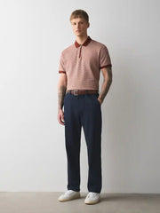 Navy Blue Straight Fit Belted Soft Touch Chino Trousers