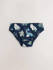 Blue Dinosaur Cotton Printed Briefs 5 Pack (1.5-10yrs)