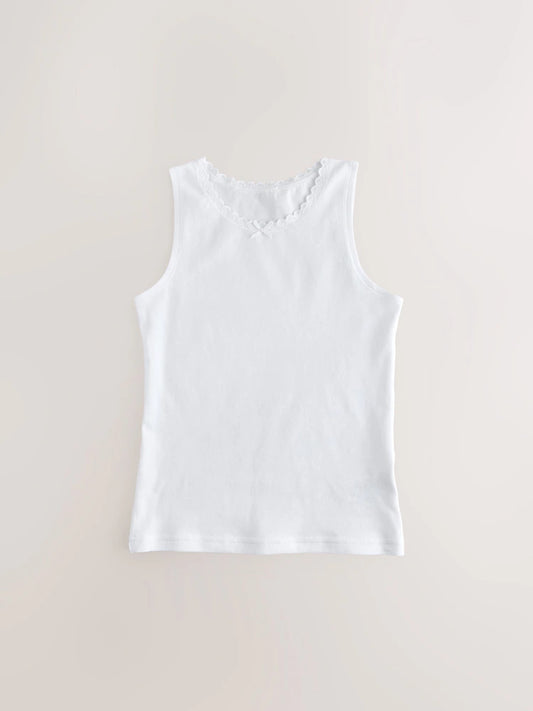 White 5 Pack Lace Trim Vest (1.5-16yrs)