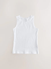 White 5 Pack Lace Trim Vest (1.5-16yrs)