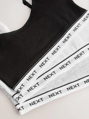 Grey/Black/White Strappy Crop Tops 3 Pack (5-16yrs)