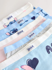 Pink/Blue Disney Stitch and Angel Shorts 5 Pack (2-16yrs)