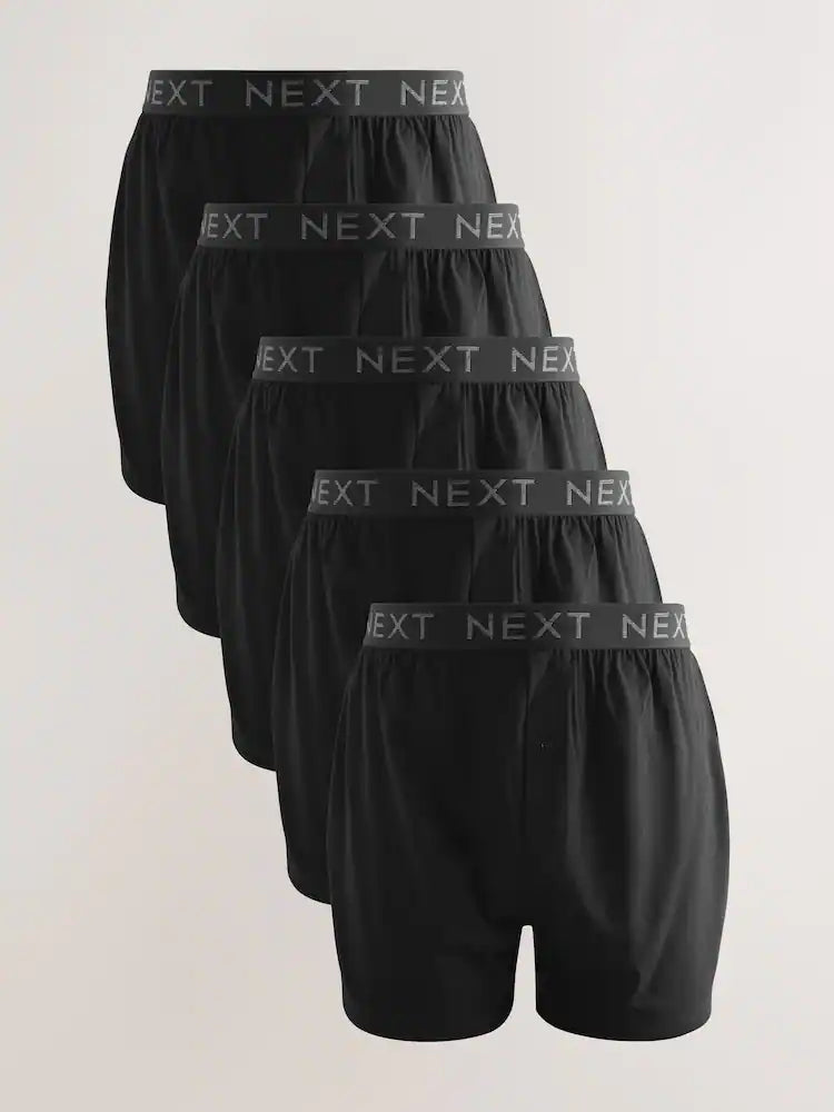Black 5 Pack Loose Cotton Rich Boxers