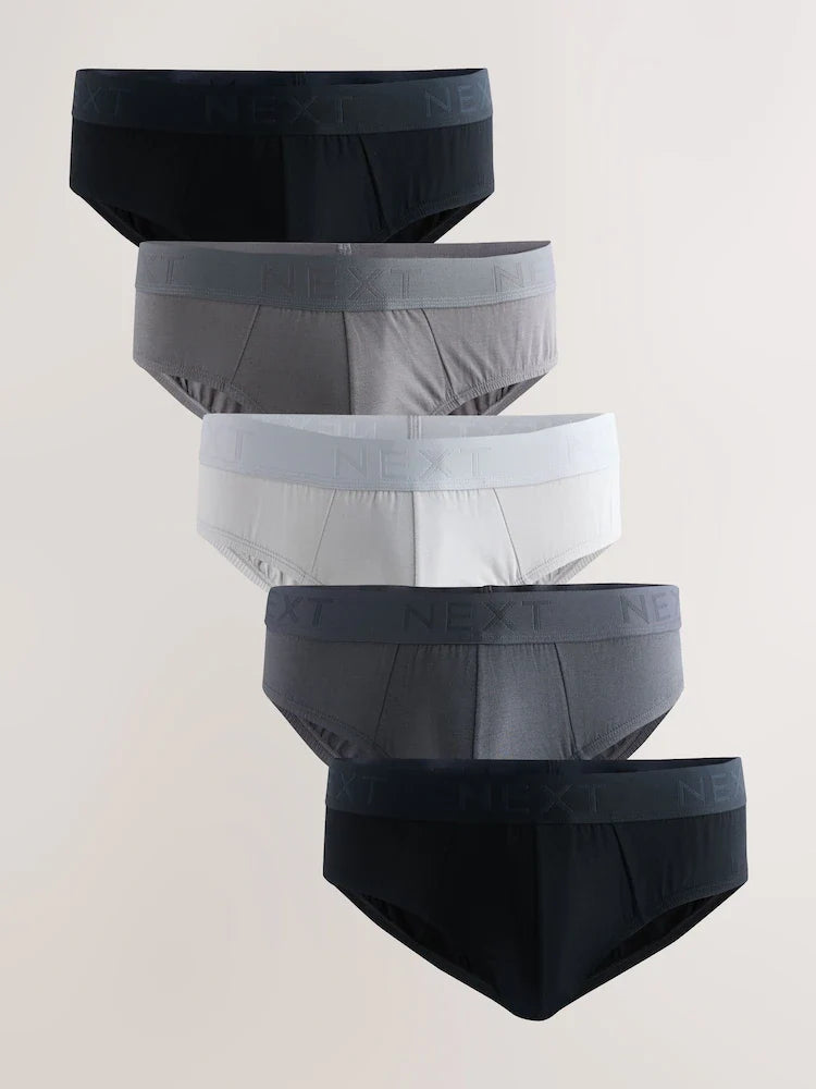 Grey 5 Pack Cotton Rich Briefs