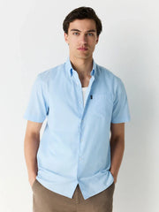 Light Blue Regular Fit Short Sleeve Easy Iron Button Down Oxford Shirt