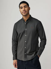 Charcoal Grey Stretch Oxford Long Sleeve Shirt
