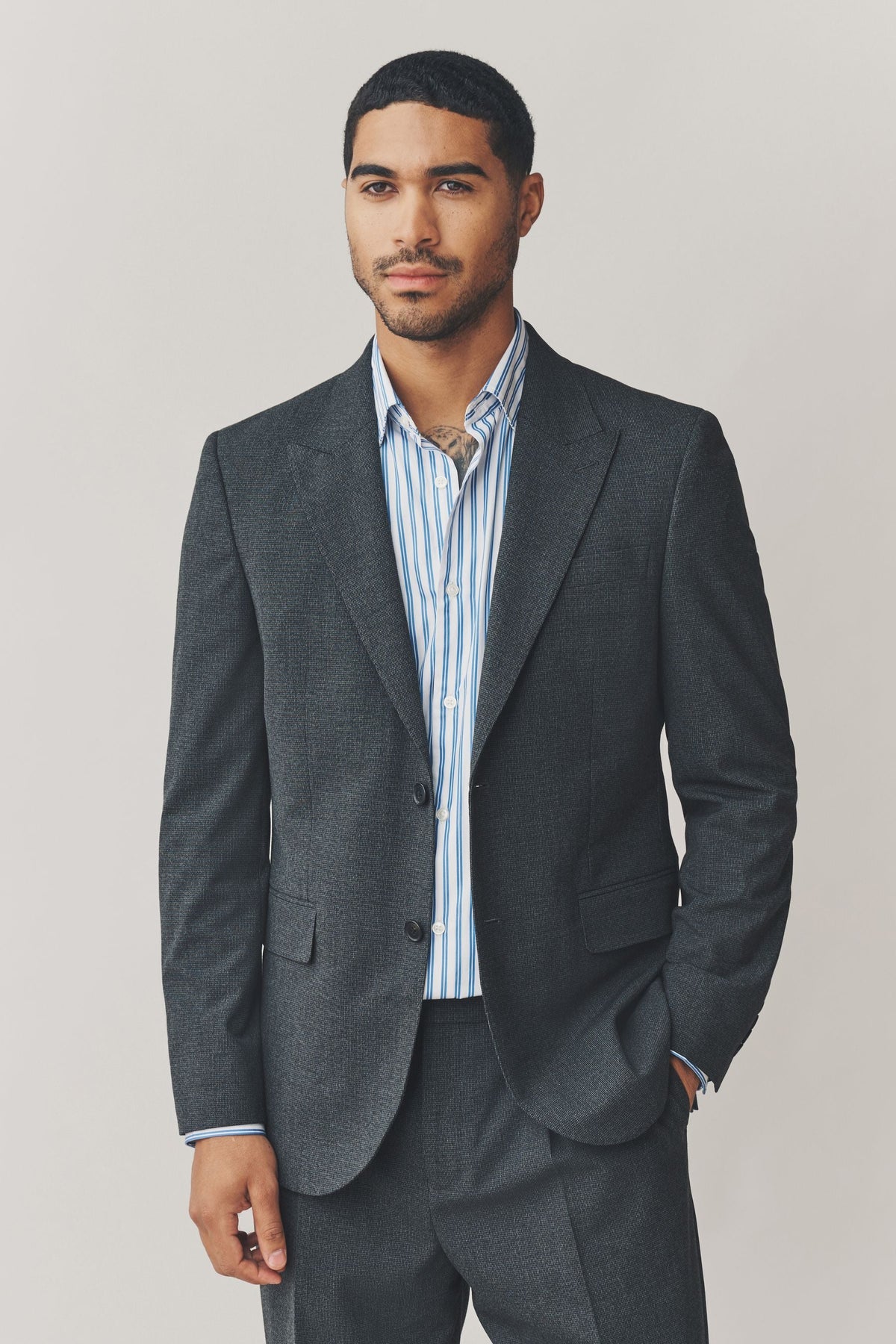 Grey Regular Fit Texture Motionflex Stretch Suit Jacket