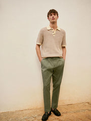 Sage Green Regular Tapered Fit Smart Cotton Chinos with Elasticated Back and Stretch