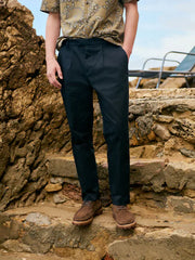 Navy Regular Tapered Fit Smart Cotton Chinos with Elasticated Back and Stretch