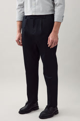 Black Regular Tapered Fit Smart Cotton Chinos with Elasticated Back and Stretch