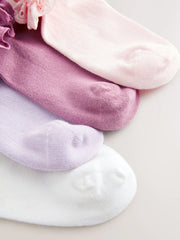 Pink. Purple And White 4 Pack Cotton Rich Ruffle Trainer Socks