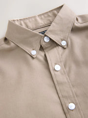 Taupe Logo Short Sleeve Cotton Rich Oxford Shirt (3-16yrs)