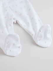 White 4 Pack Popper Baby Sleepsuits (0-2yrs)