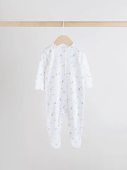 White 4 Pack Popper Baby Sleepsuits (0-2yrs)