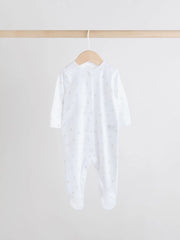 White 4 Pack Popper Baby Sleepsuits (0-2yrs)