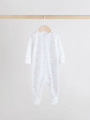 White 4 Pack Popper Baby Sleepsuits (0-2yrs)