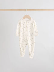 Cream 4 Pack Two Way Zip Baby Sleepsuits (0-2yrs)