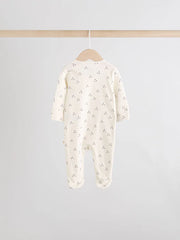 Cream 4 Pack Two Way Zip Baby Sleepsuits (0-2yrs)