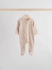 Cream 4 Pack Two Way Zip Baby Sleepsuits (0-2yrs)