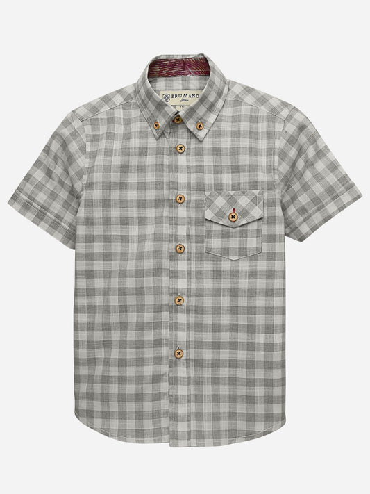 Beige Checkered Button Down Casual Shirt Brumano Pakistan