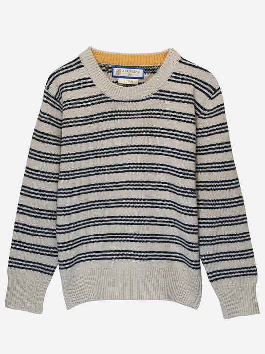 Beige & Navy Striped Casual Sweater Brumano Pakistan