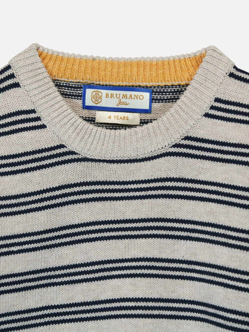 Beige & Navy Striped Casual Sweater Brumano Pakistan