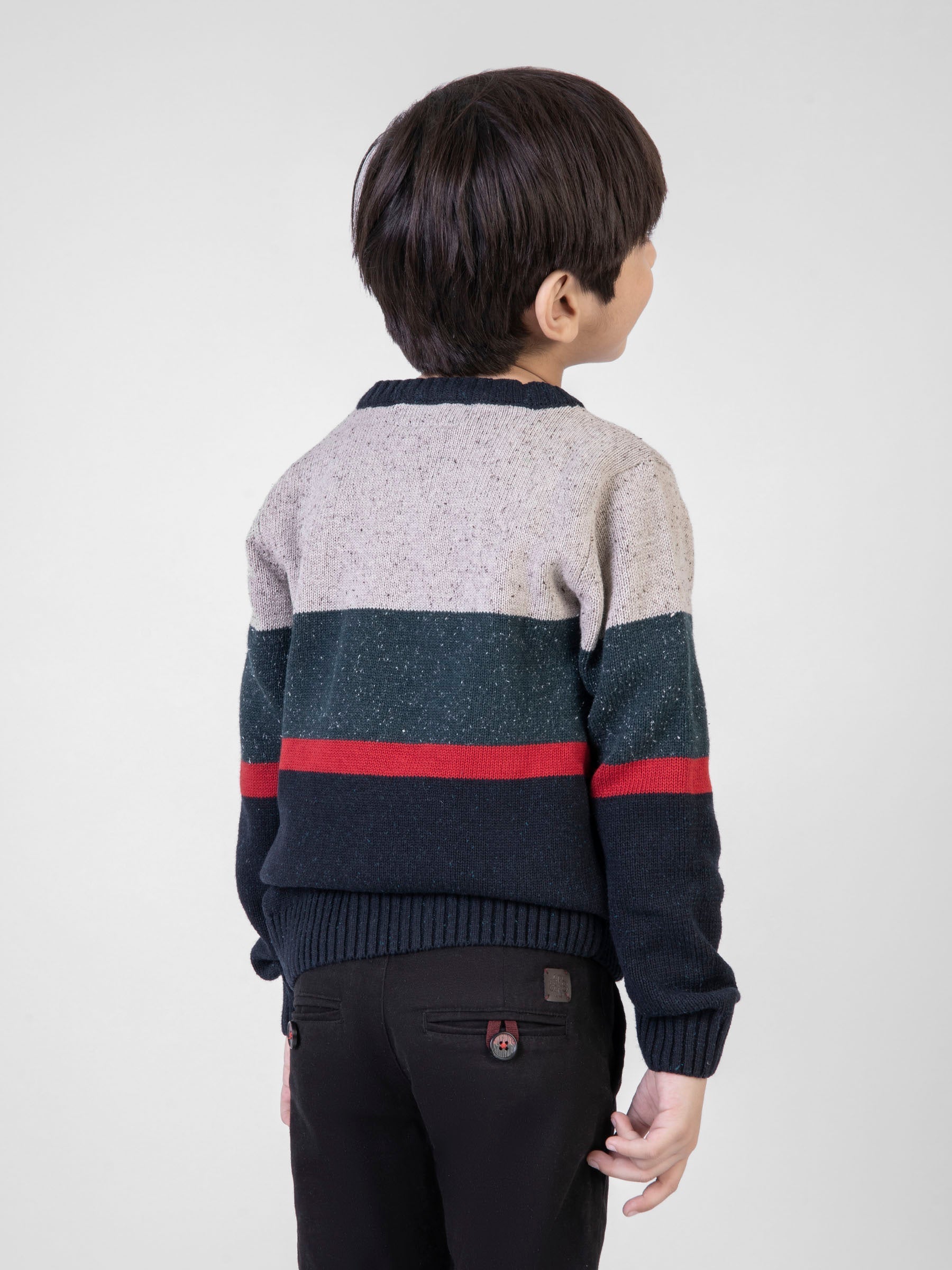 Beige & Navy Blue Casual Crew Neck Jumper Brumano Pakistan