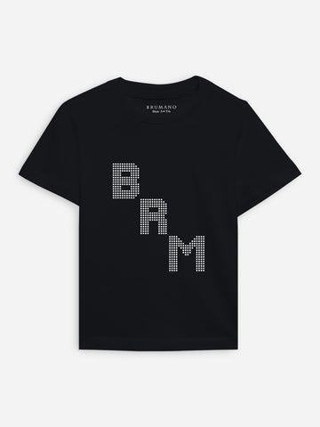 Black 3d 'BRM' Printed Casual T-Shirt Brumano Pakistan