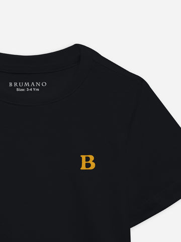 Black Basic 100% Cotton Casual Tee Brumano Pakistan