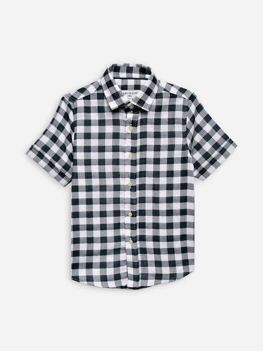 Black Large Gingham Half Sleeve Casual Shirt Brumano Pakistan