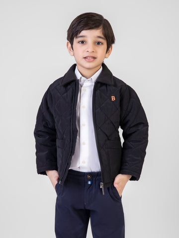 Black Padded Jacket With Corduroy Collar Brumano Pakistan