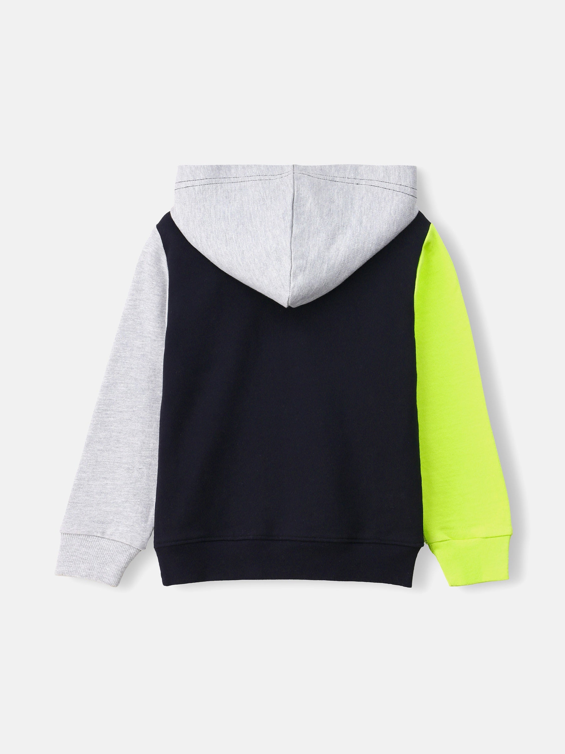 Black & Neon Green Sweatshirt With Contrasting Sleeves & Hood Brumano Pakistan