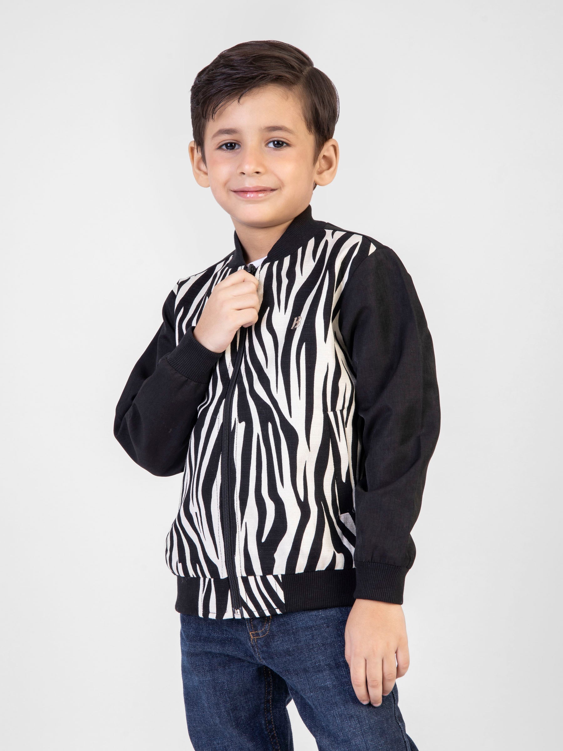 Black & White Zebra Print Light Weight Bomber Jacket Brumano Pakistan