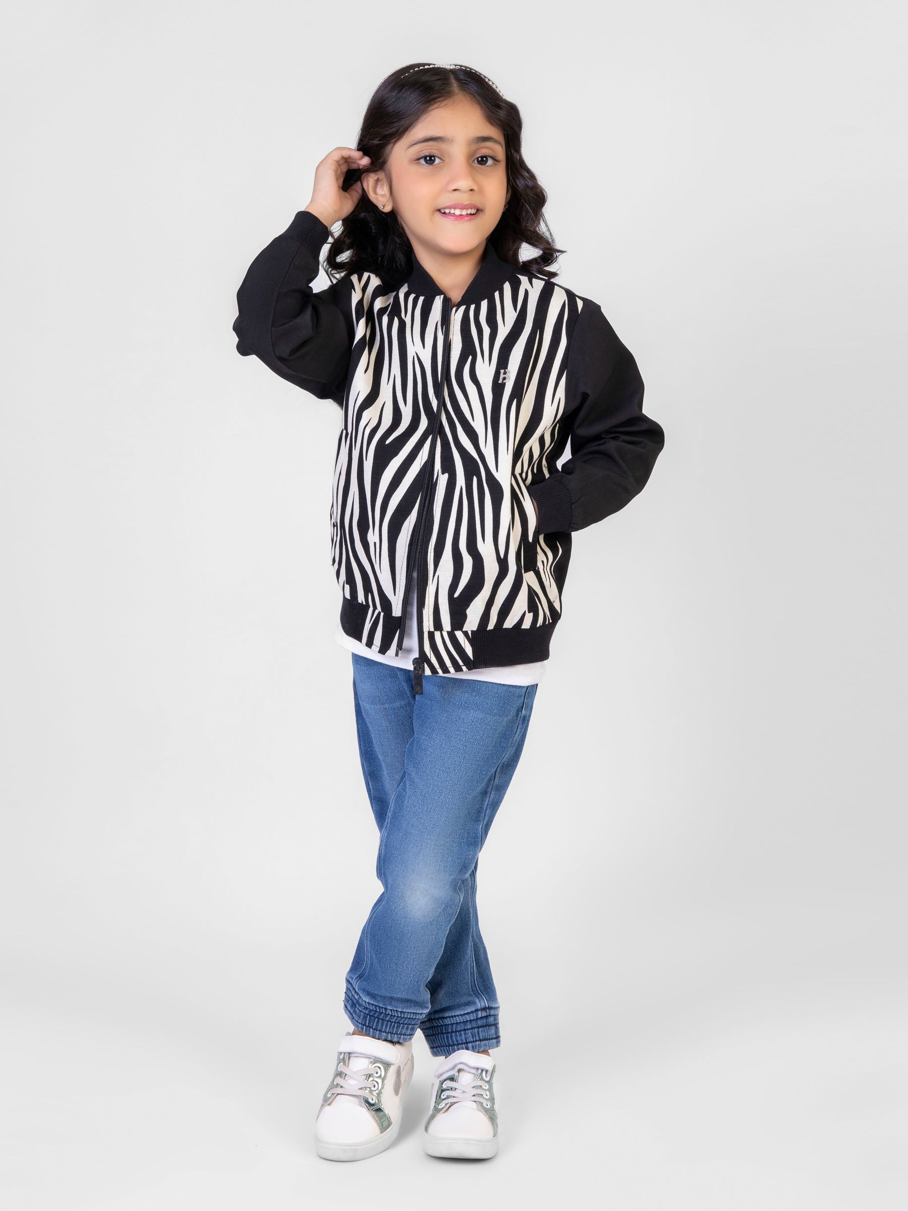 Black & White Zebra Print Light Weight Bomber Jacket Brumano Pakistan