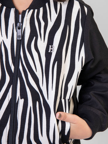 Black & White Zebra Print Light Weight Bomber Jacket Brumano Pakistan