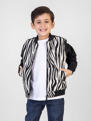 Black & White Zebra Print Light Weight Bomber Jacket Brumano Pakistan