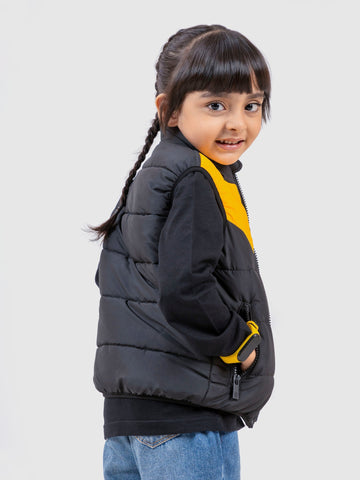 Black & Yellow Quilted Sporty Casual Gilet Brumano Pakistan