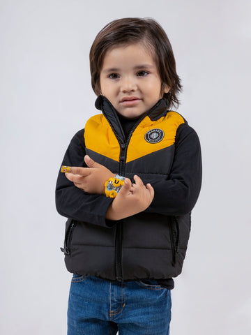 Black & Yellow Quilted Sporty Casual Gilet Brumano Pakistan