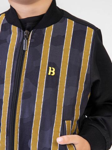 Black & Yellow Striped Light Weight Bomber Jacket Brumano Pakistan