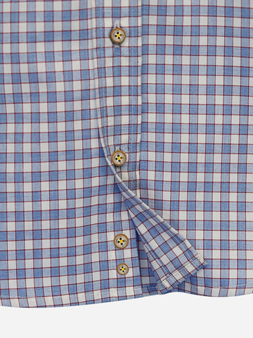 Blue Gingham Casual Long Sleeve Shirt With Yellow Detailing Brumano Pakistan