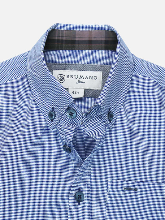 Blue Micro Gingham Casual Check Shirt Brumano Pakistan